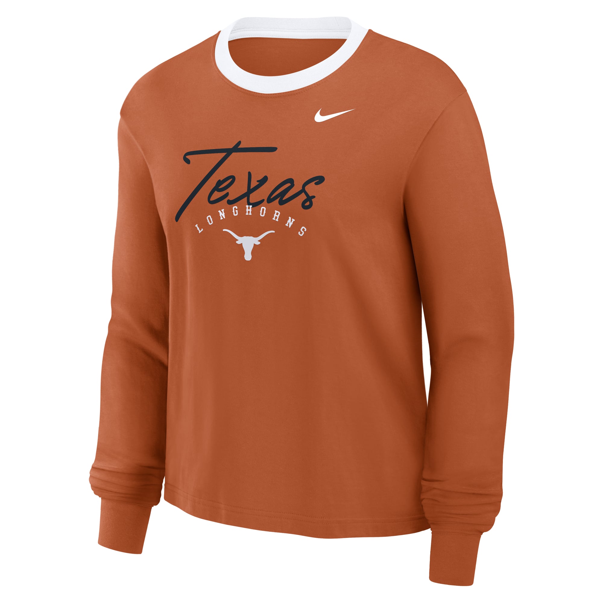 T-shirt à manches longues Nike Texas Longhorns Orange Ringer Boxy pour femme