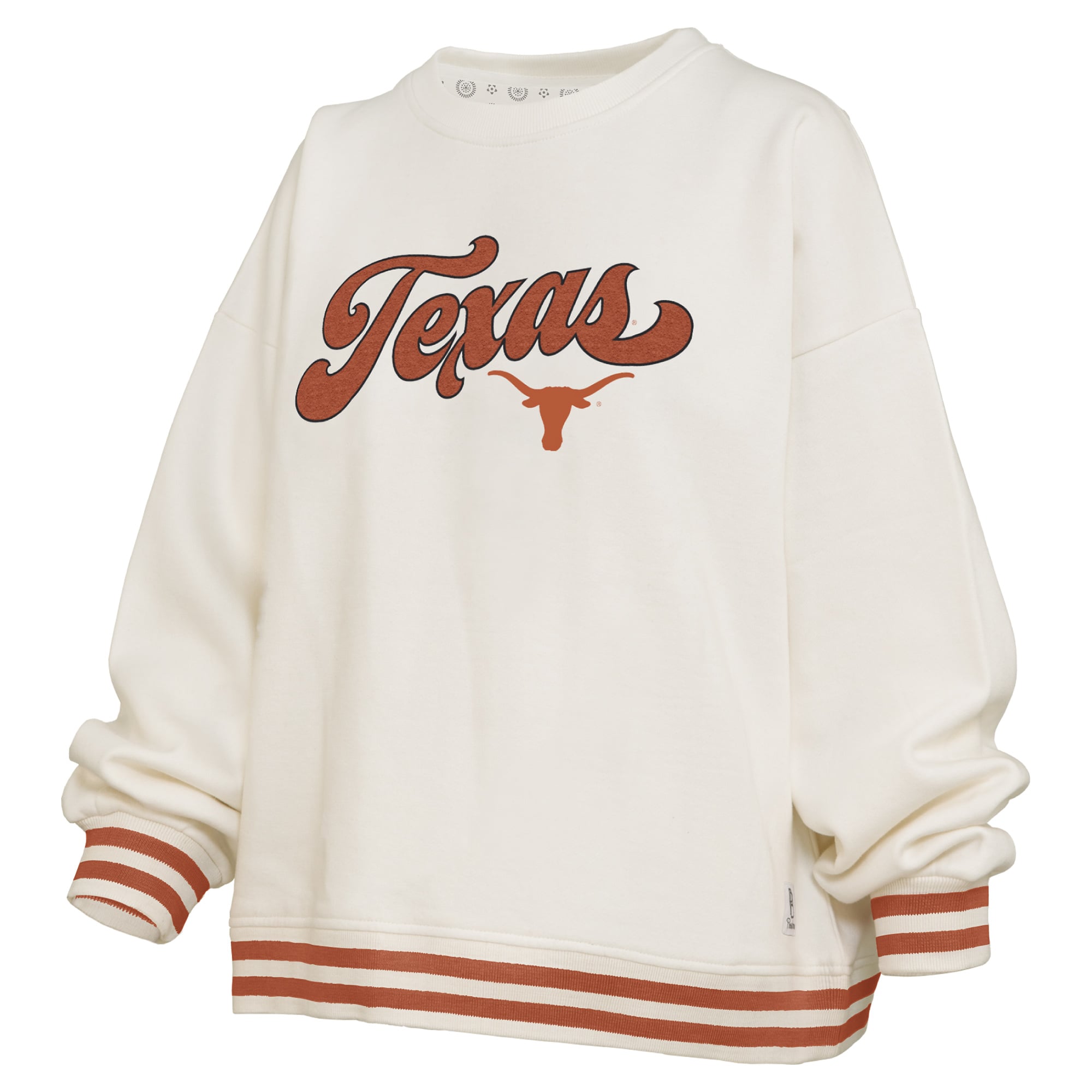Sweat-shirt côtelé en chenille crème Pressbox Texas Longhorns Bonanza pour femme