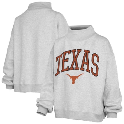 Texas Longhorns Pressbox Women's Nelson Texture Lingo Mock Neck Fleece Sweatshirt - Gray