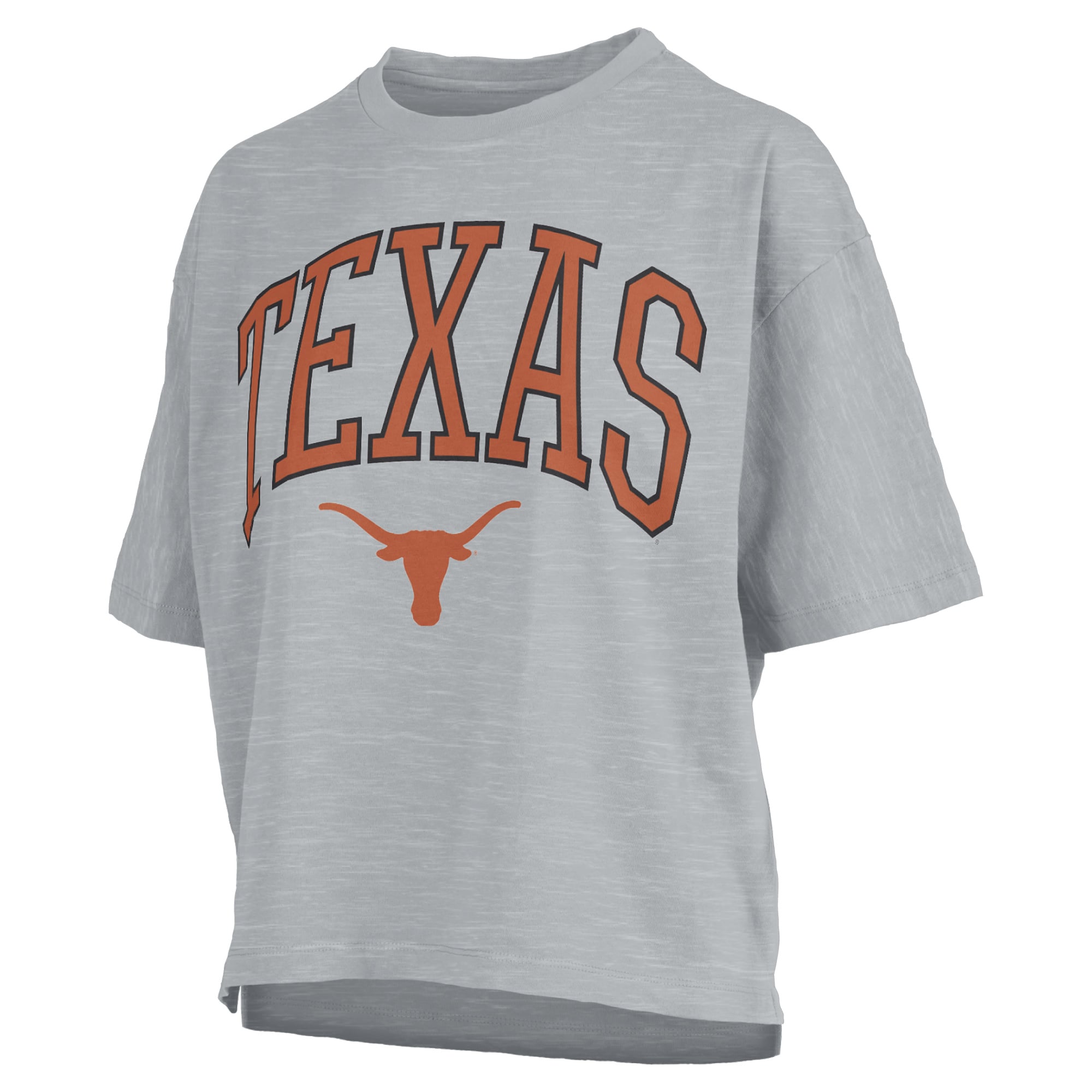 T-shirt oversize Pressbox blanc Texas Longhorns pour femme, logo Nelson Arch Over, en flammèche
