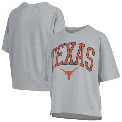 Texas Longhorns Pressbox Women's Oversized Nelson Arch Over Logo Slub T-Shirt - Gray