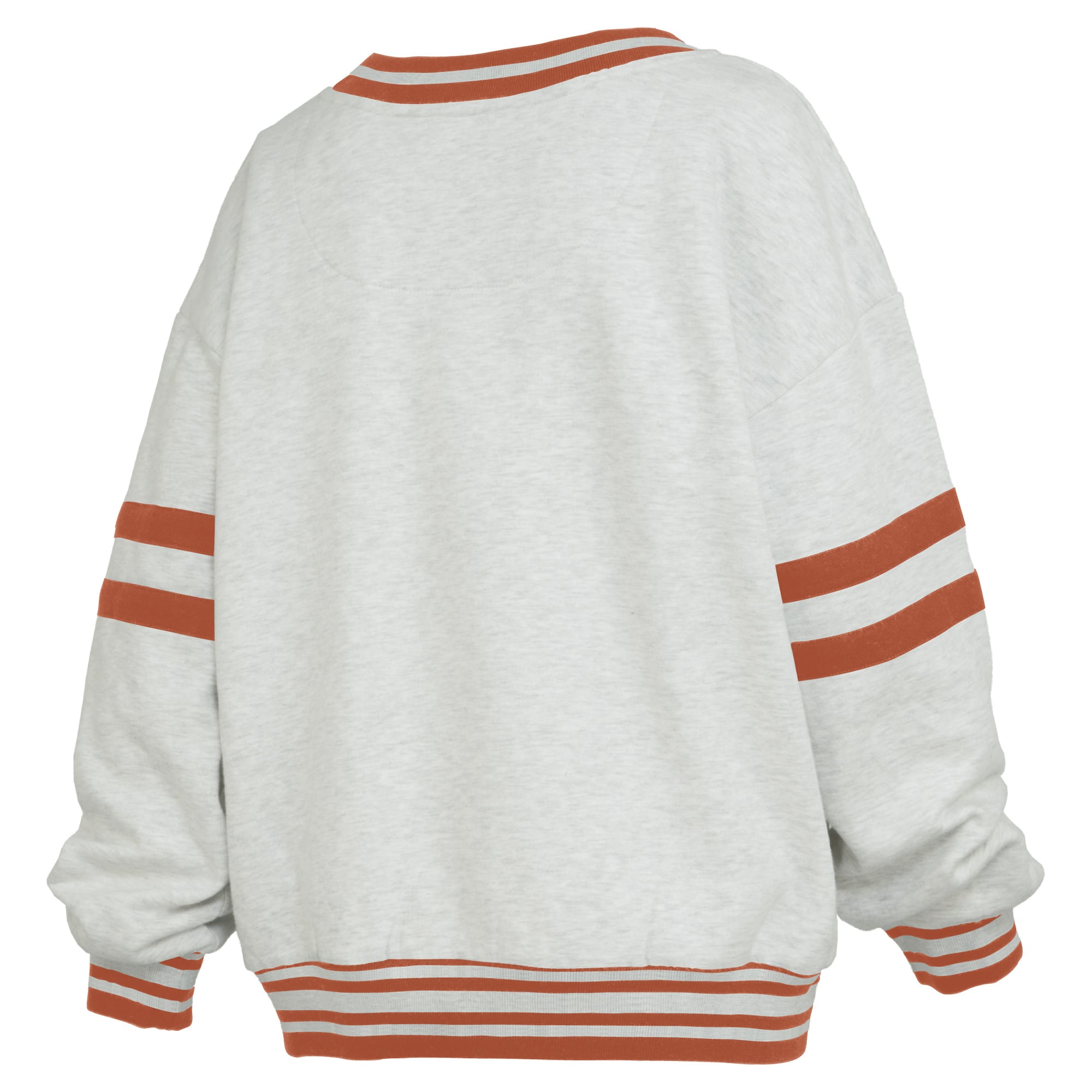 Women's Pressbox Gray/Texas Orange Texas Longhorns Tackle Twill Oates V-Neck Sweatshirt