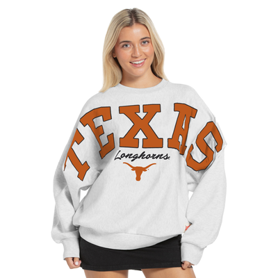 Texas Longhorns Pressbox Women's Flannigan Oversized Fleece Sweatshirt - Heather Gray
