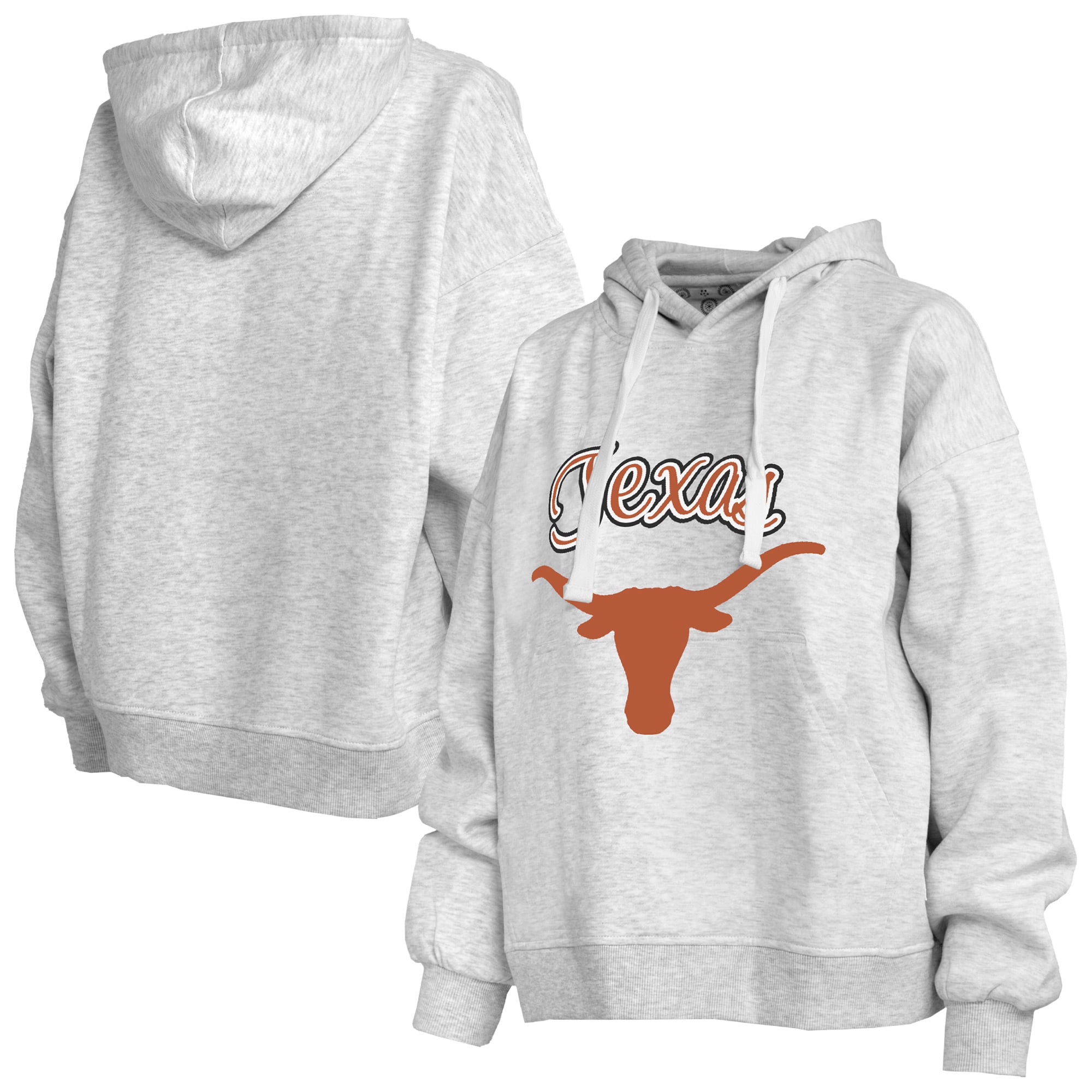 Sweat à capuche Pressbox pour femme, gris chiné, Texas Longhorns, modèle Janise
