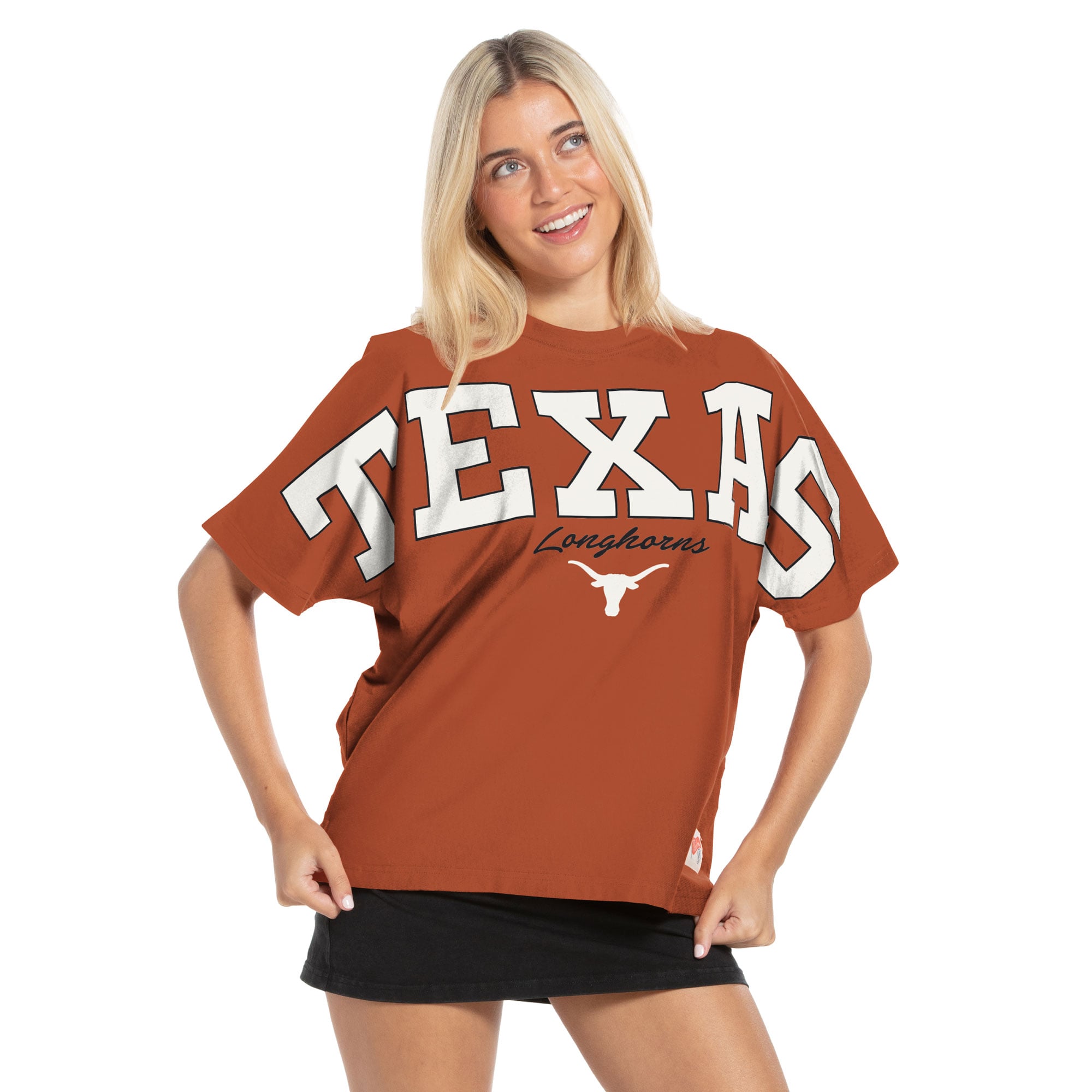 T-shirt oversize en flanelle orange Texas Longhorns pour femmes de Pressbox
