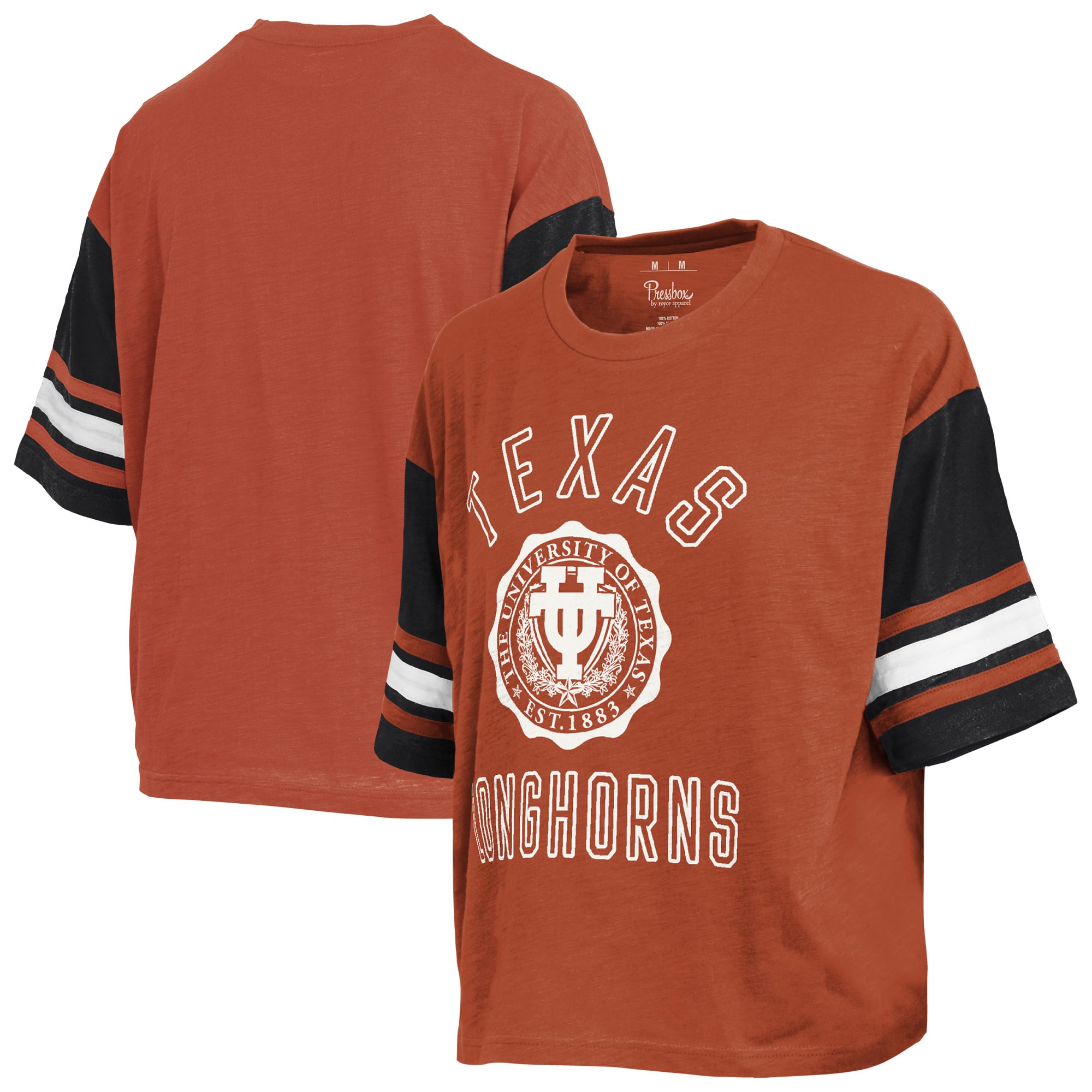 T-shirt Pressbox Texas Orange Longhorns Sunday Colorblock Seal pour femmes