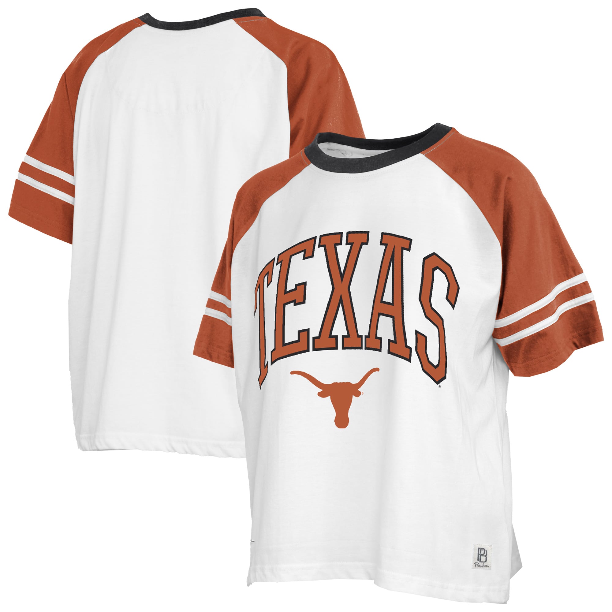 T-shirt Pressbox blanc pour femmes, motif Sky Colorblock, Texas Longhorns