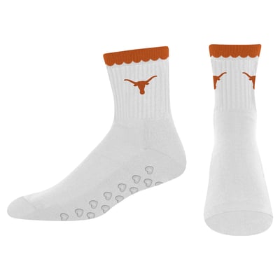  Texas Longhorns PRO Compression Women's Heartshape Grippers Yoga-Pilates Quarter Socks - White