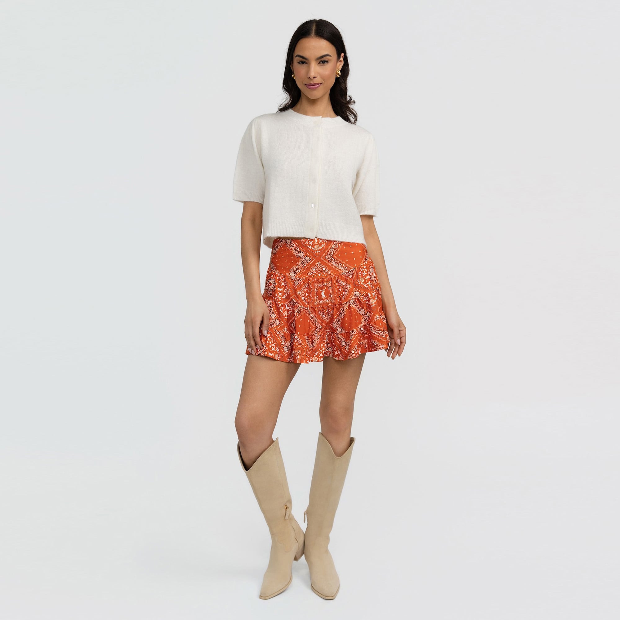 Women's Smith & Quinn Texas Orange Longhorns Avery Bandana Print Skort