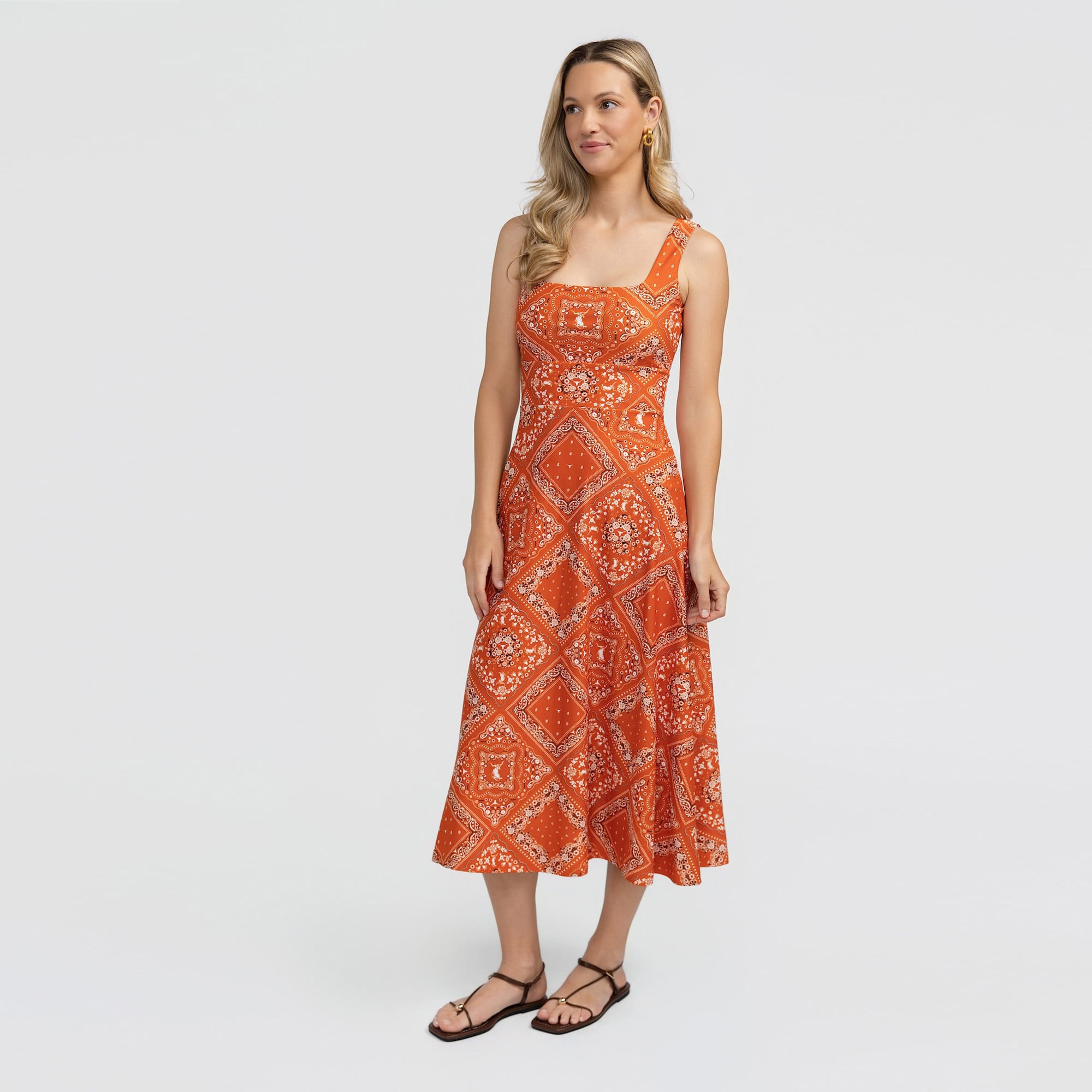 Women's Smith & Quinn Texas Orange Longhorns Deidra Bandana Print Maxi Dress
