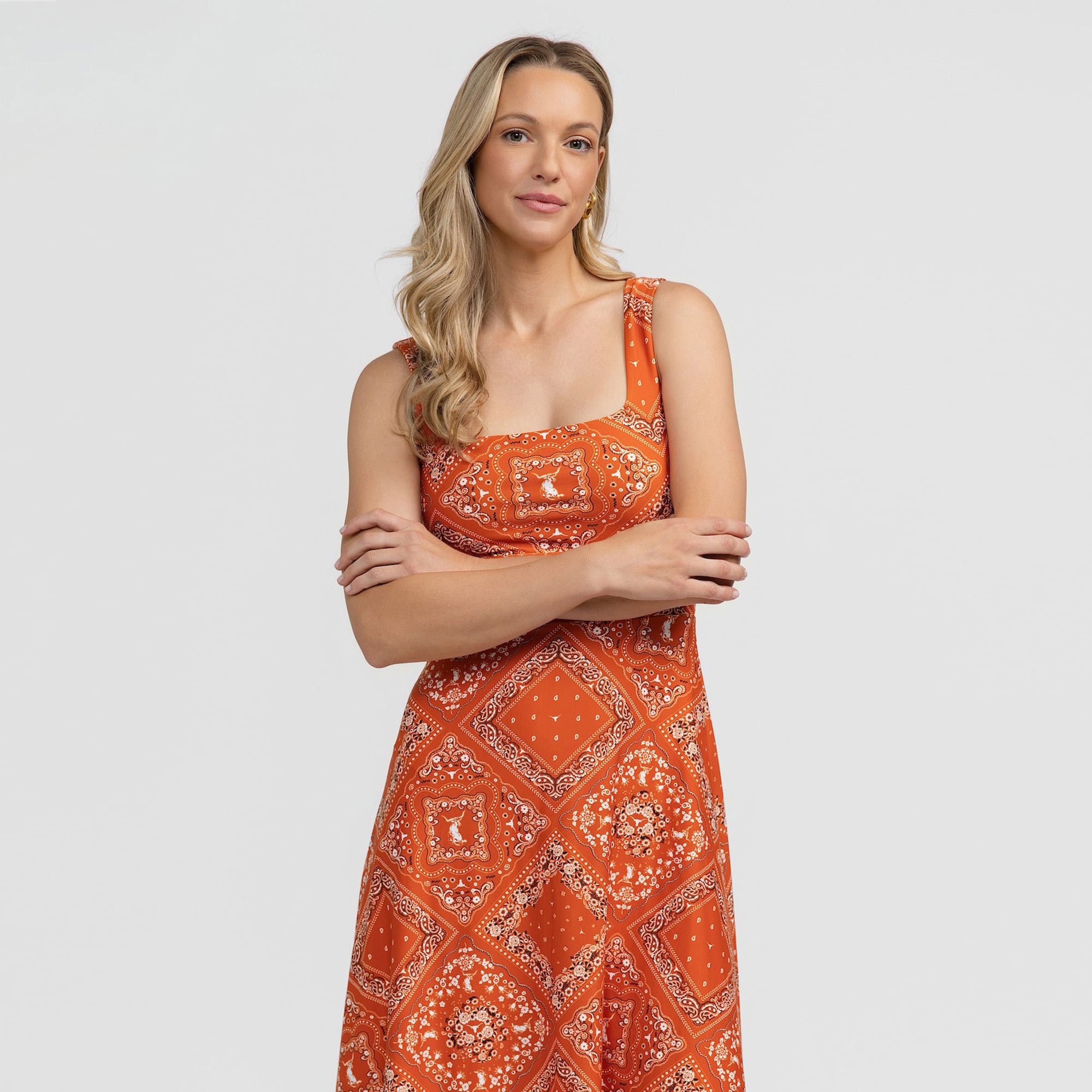 Women's Smith & Quinn Texas Orange Longhorns Deidra Bandana Print Maxi Dress