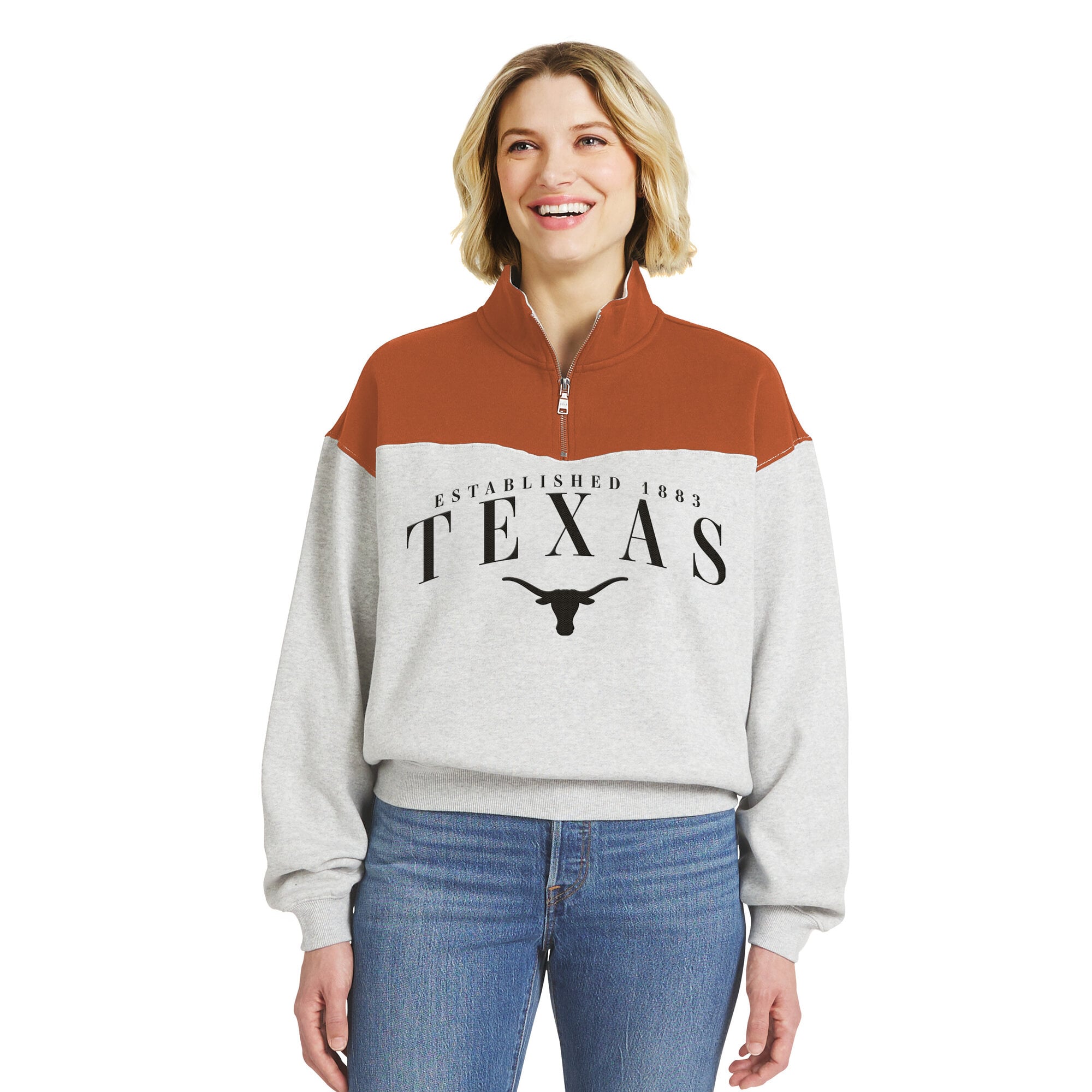 Pull à demi-zip colorblock Texas Longhorns de la marque WEAR by Erin Andrews pour femme