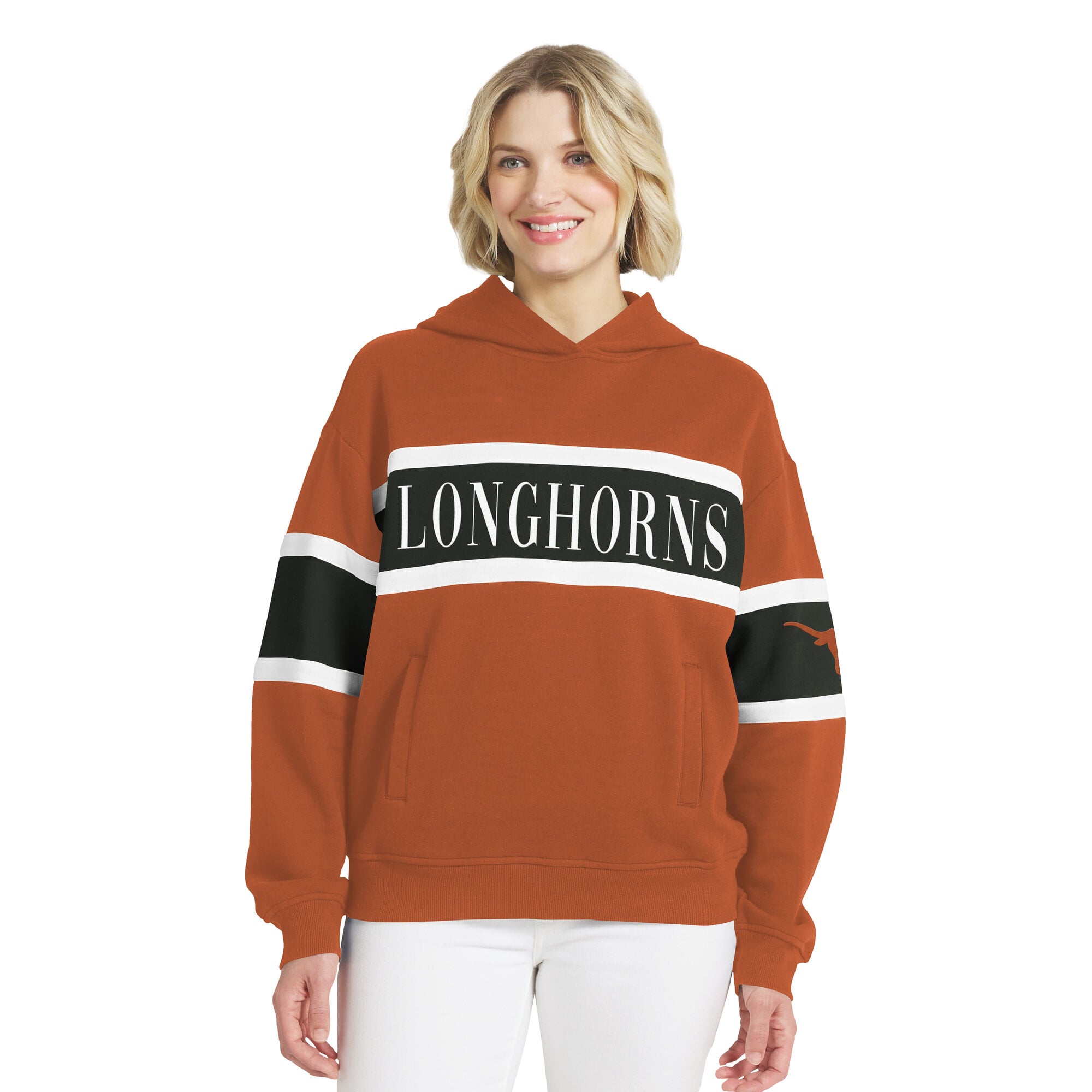 Sweat à capuche colorblock Texas Orange Longhorns de la marque WEAR by Erin Andrews pour femmes