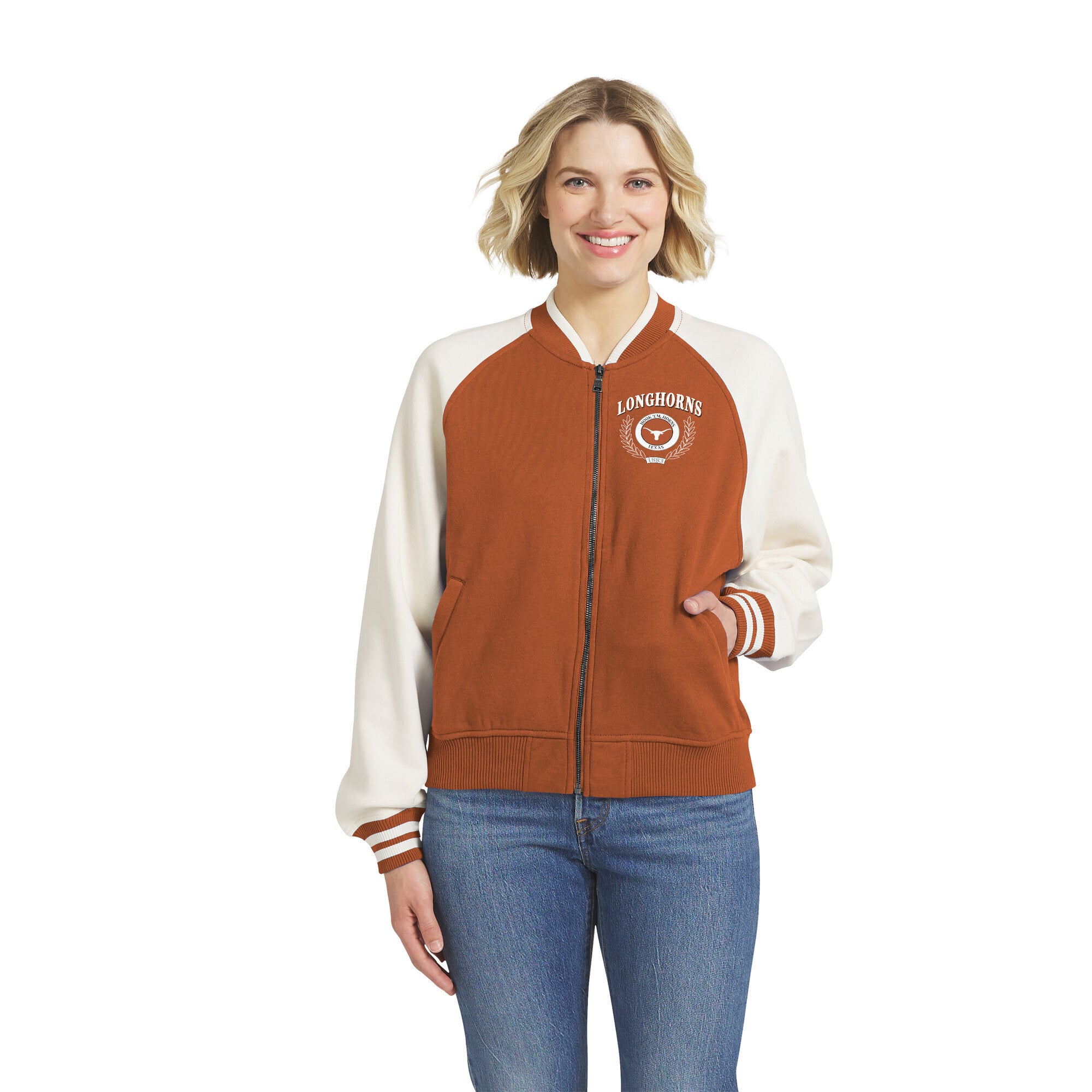 Veste raglan zippée intégrale WEAR by Erin Andrews Texas Orange Longhorns pour femmes