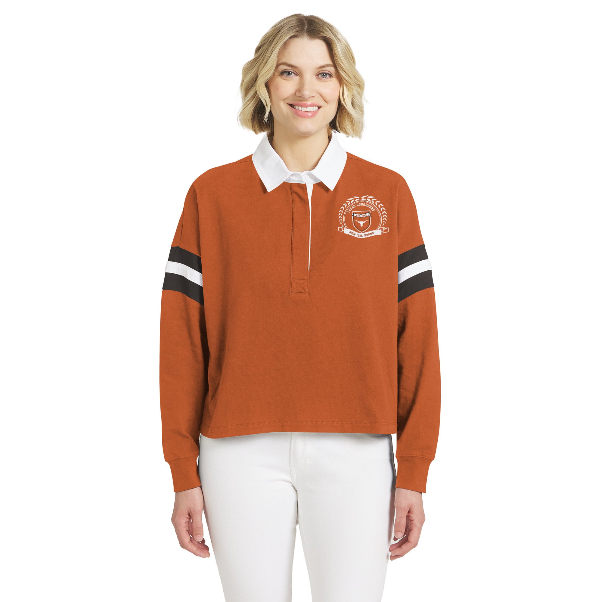 Maillot de rugby Texas Longhorns orange la marque WEAR by Erin Andrews pour femmes