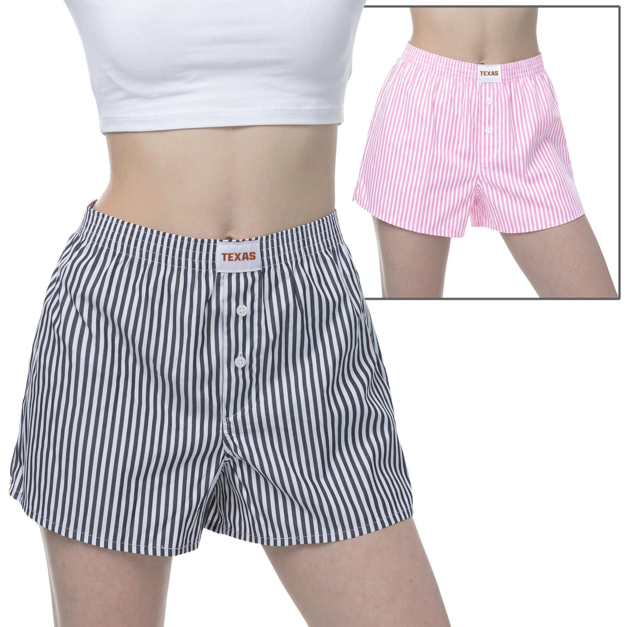 Women's ZooZatz Pink/Black Texas Longhorns Two-Pack Boxer Shorts Set