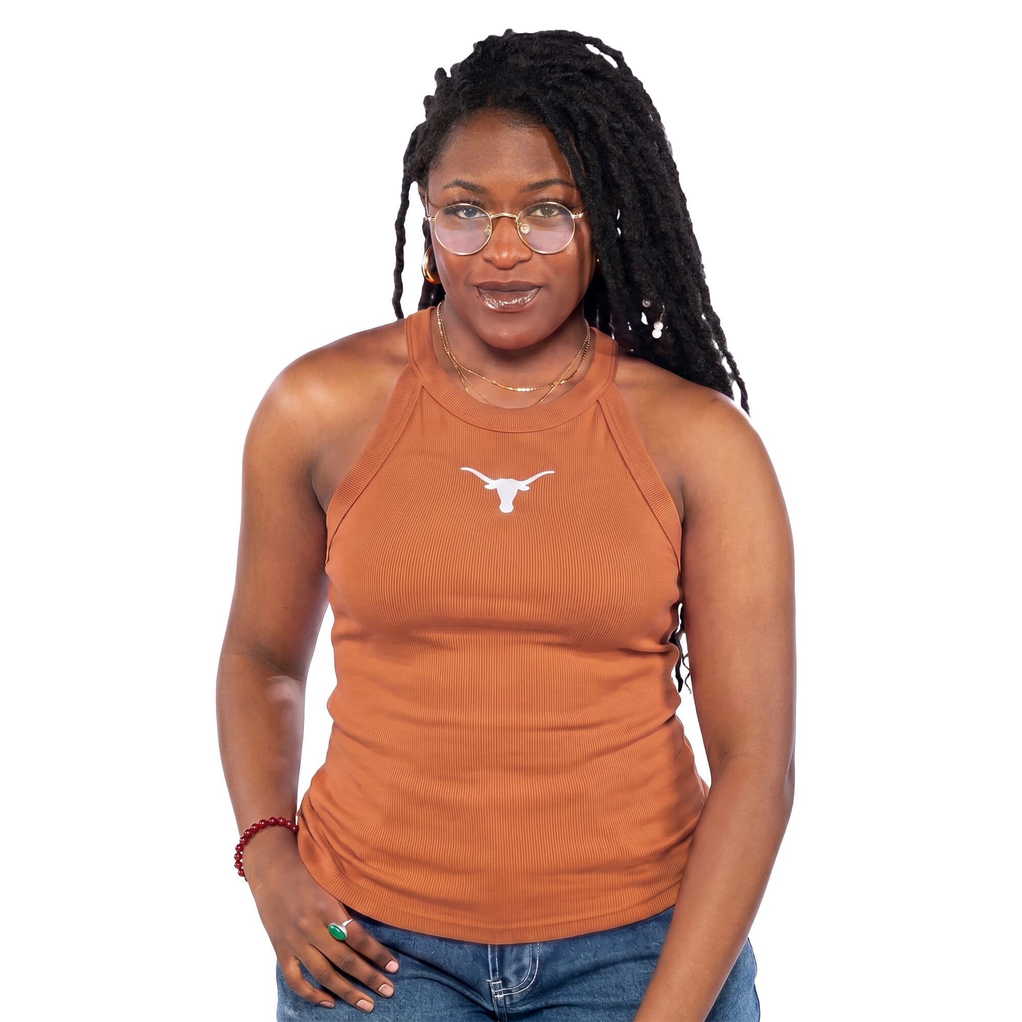 Women's ZooZatz  Texas Orange Longhorns Tri-Blend Racerback Ribbed Tank Top