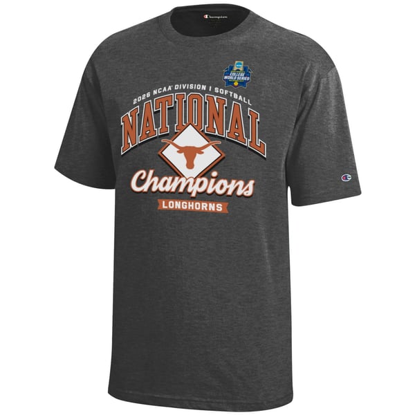 Youth Champion Dark Heather Gray Texas Longhorns 2026 NCAA Softball Women’s College World Series Champions Locker Room T-Shirt
