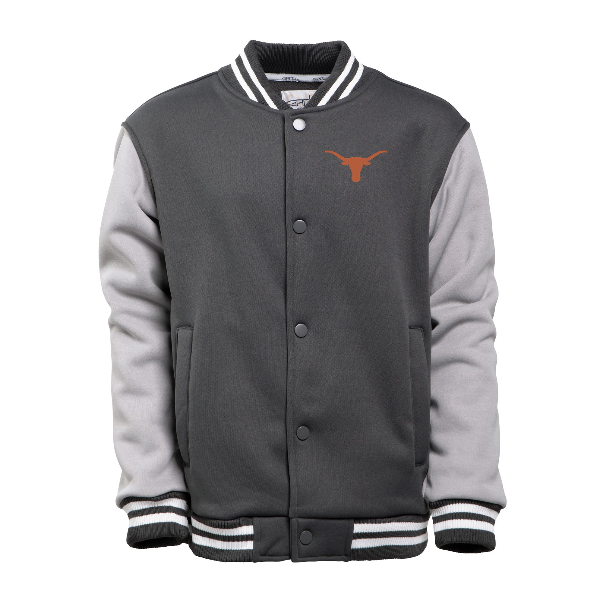 Youth Garb Charcoal/Gray Texas Longhorns Zeo Varsity Full-Snap Jacket