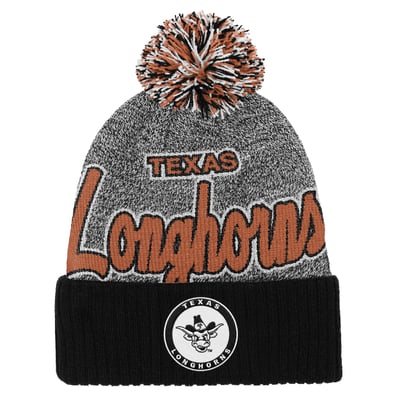 Texas Longhorns Mitchell & Ness Mascot Cuffed Knit Hat with Pom - Black
