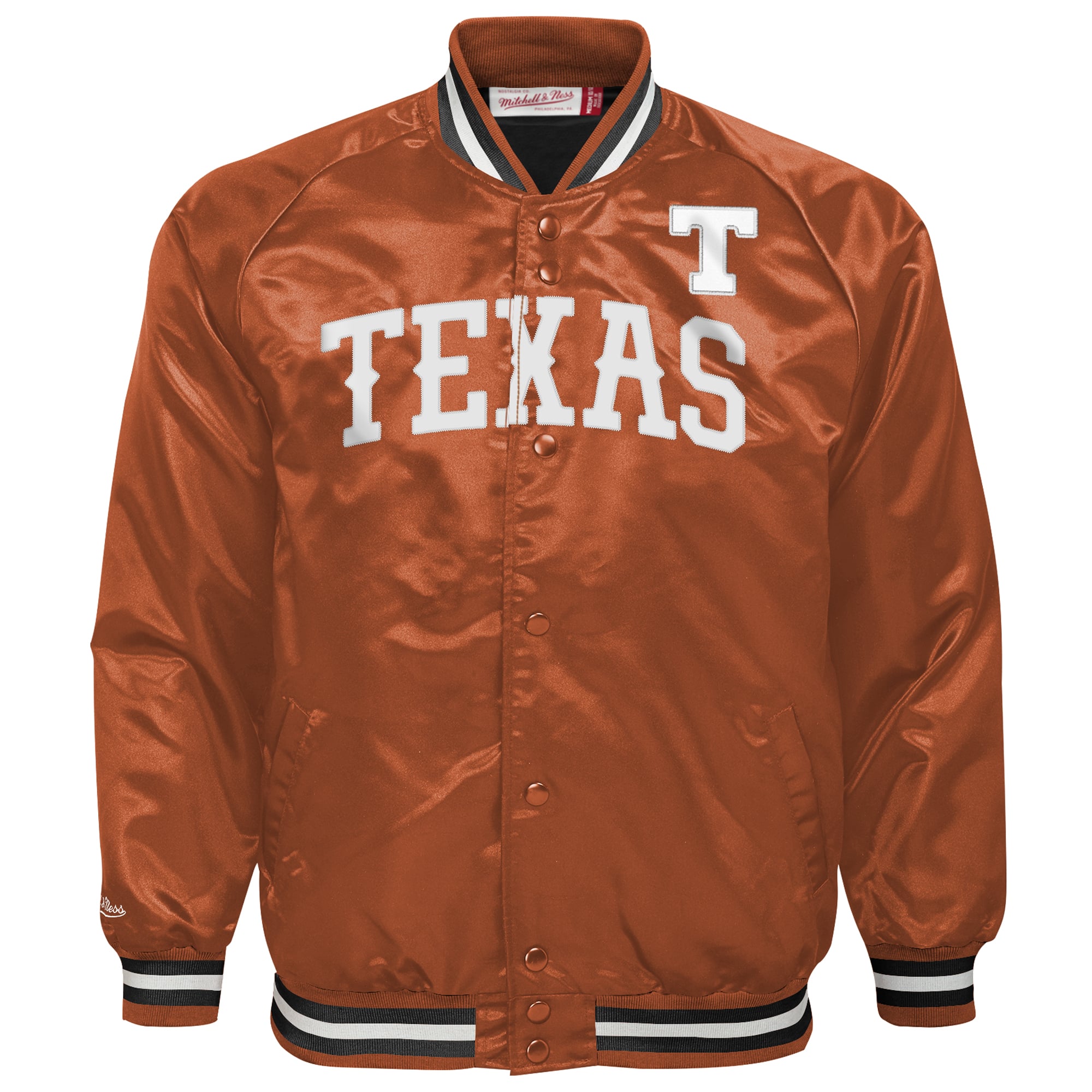 Youth Mitchell & Ness Texas Orange Longhorns Satin Full-Snap Raglan Jacket