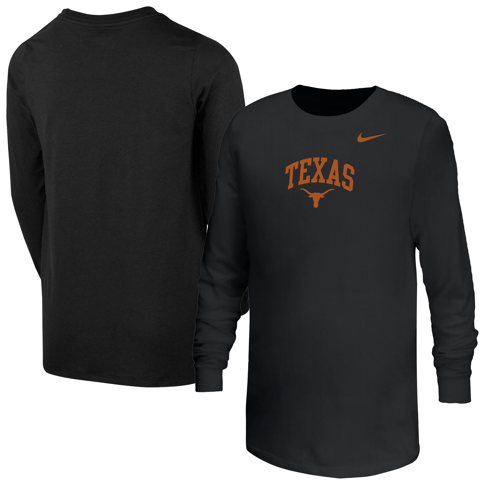 Youth Nike Black Texas Longhorns Arched Core Long Sleeve T-Shirt