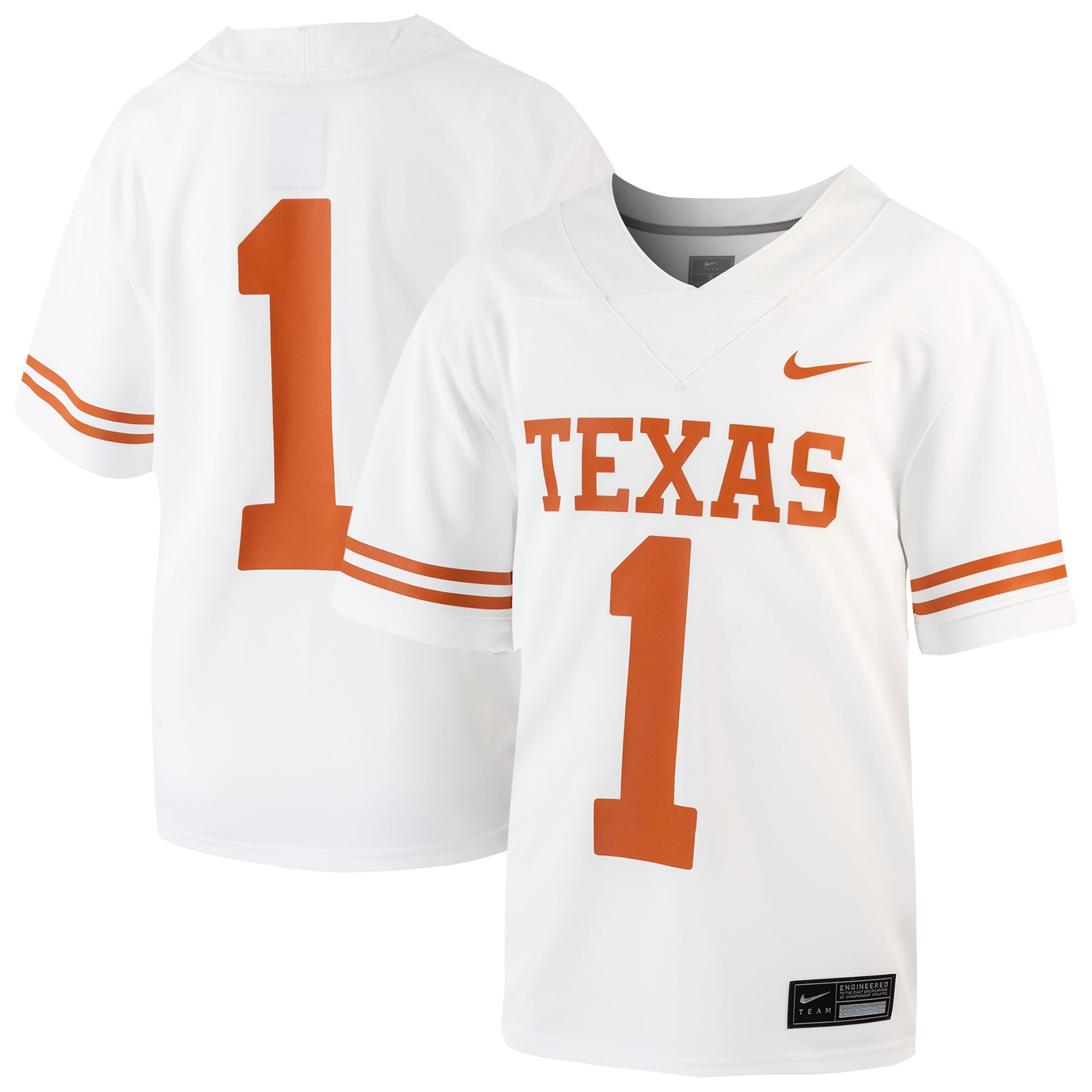Youth Nike #1 White Texas Longhorns Untouchable Football Jersey