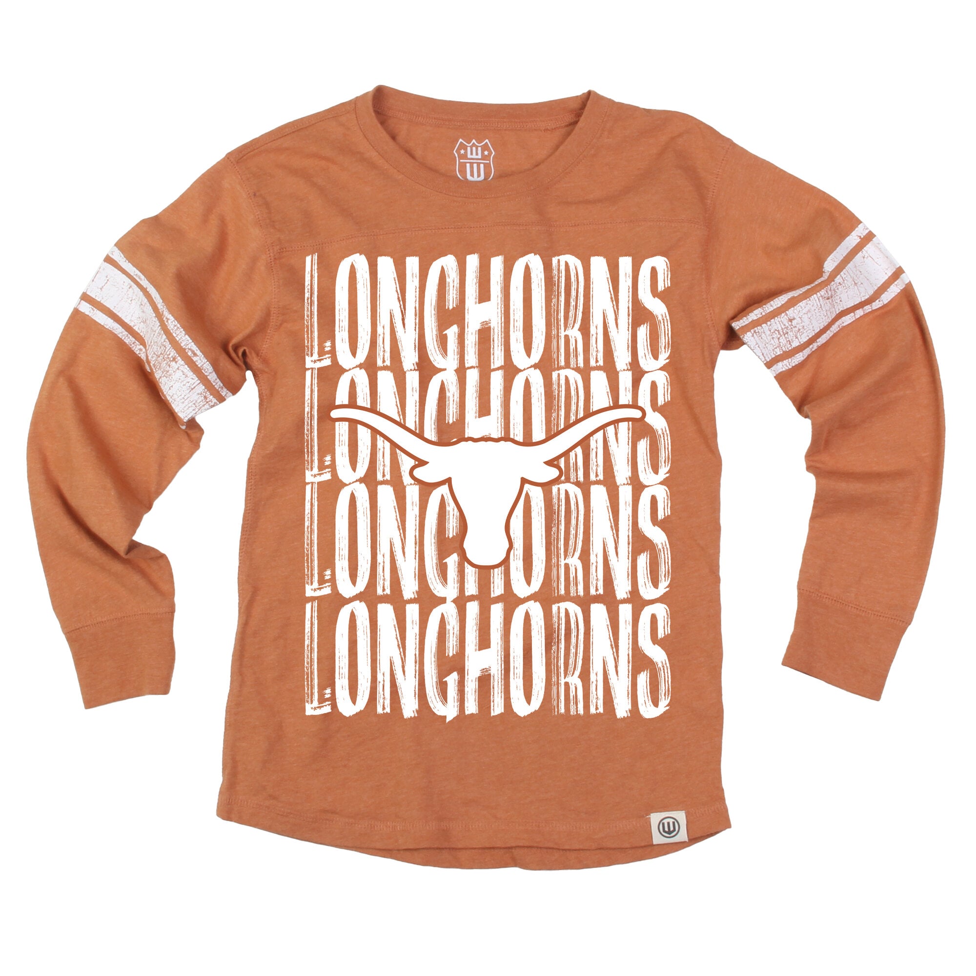 T-shirt de football à manches longues pour jeunes Wes & Willy, orange Texas Longhorns