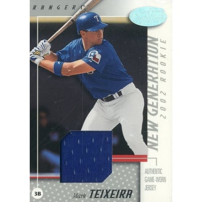 2002 Leaf Certified #182 Mark Teixeira NG Jsy