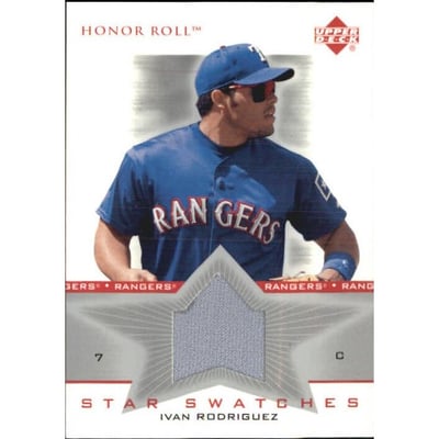 2002 Upper Deck Honor Roll Star Swatches Game Jersey #SSIR3 Ivan Rodriguez Cap