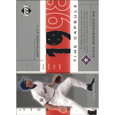 2002 Upper Deck Honor Roll Time Capsule Game Jersey #TCAR2 Alex Rodriguez 98