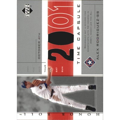 2002 Upper Deck Honor Roll Time Capsule Game Jersey #TCAR4 Alex Rodriguez 01