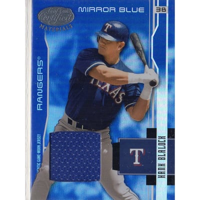 2003 Leaf Certified Materials Mirror Blue Materials #187 Hank Blalock Jsy/100