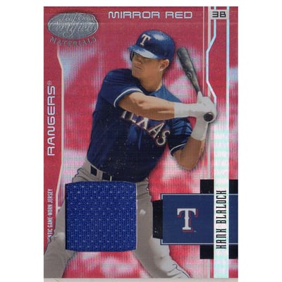 2003 Leaf Certified Materials Mirror Red Materials #187 Hank Blalock Jsy/250