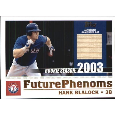 2003 Topps Traded Future Phenoms Relics #HB Hank Blalock Bat C