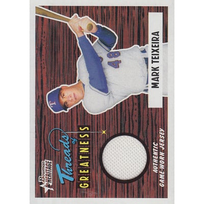 2004 Bowman Heritage Threads of Greatness #MCT Mark Teixeira Jsy D