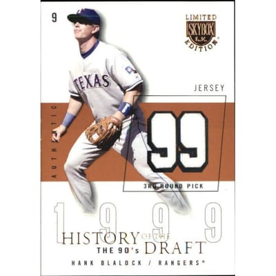 2004 SkyBox LE History Draft 90's Jersey #HB Hank Blalock/99