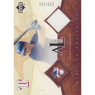 2005 Artifacts AL/NL Artifacts #HB Hank Blalock Jsy/325