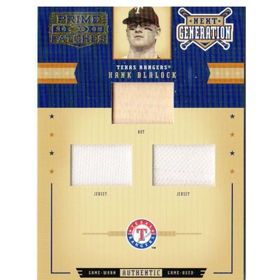 2005 Prime Patches Next Generation Triple Swatch #5 Hank Blalock B-J-J/150