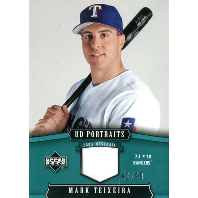 2005 UD Portraits Jersey Emerald #96 Mark Teixeira