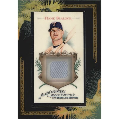 2008 Topps Allen and Ginter Relics #HB Hank Blalock Jsy B