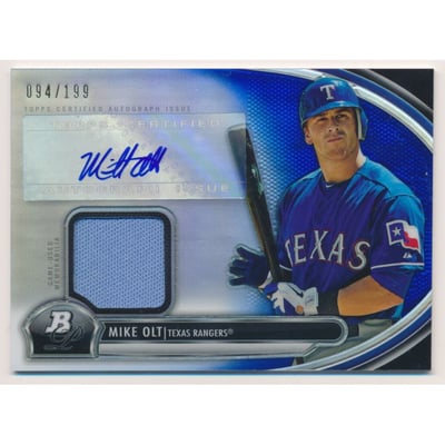 2013 Bowman Platinum Relic Autographs Blue Refractors #MO Mike Olt EXCH