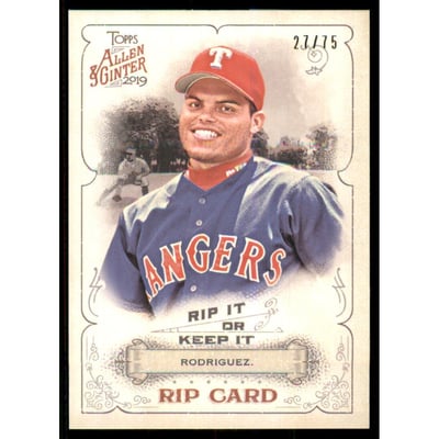 2019 Topps Allen and Ginter Rip Cards Ripped #RIP76 Ivan Rodriguez/75