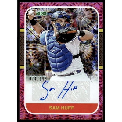 2021 Donruss Retro '87 Signatures Pink Fireworks #17 Sam Huff/199