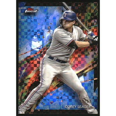 2024 Finest Blue Checkerboard Refractors #5 Corey Seager