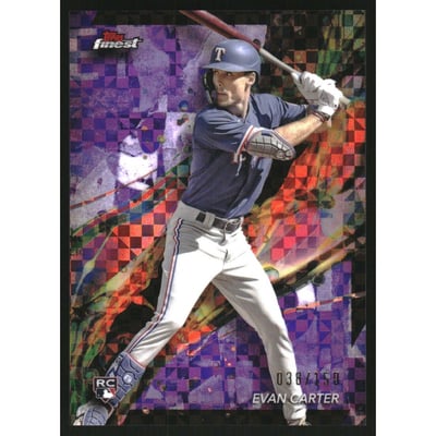 2024 Finest Purple Checkerboard Refractors #62 Evan Carter