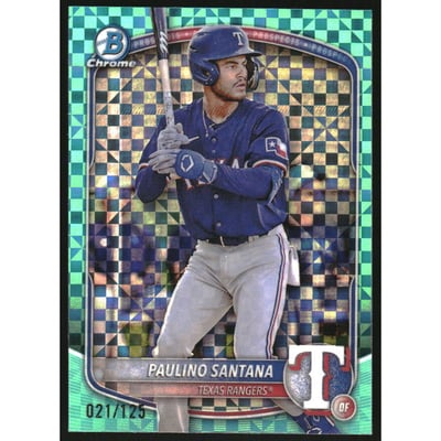 2025 Bowman Chrome Prospects Aqua X-Fractors #BCP72 Paulino Santana
