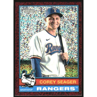 2025 Topps Heritage Chrome Burgundy Sparkle Refractors #412 Corey Seager