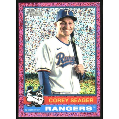 2025 Topps Heritage Chrome Pink Sparkle Refractors #412 Corey Seager