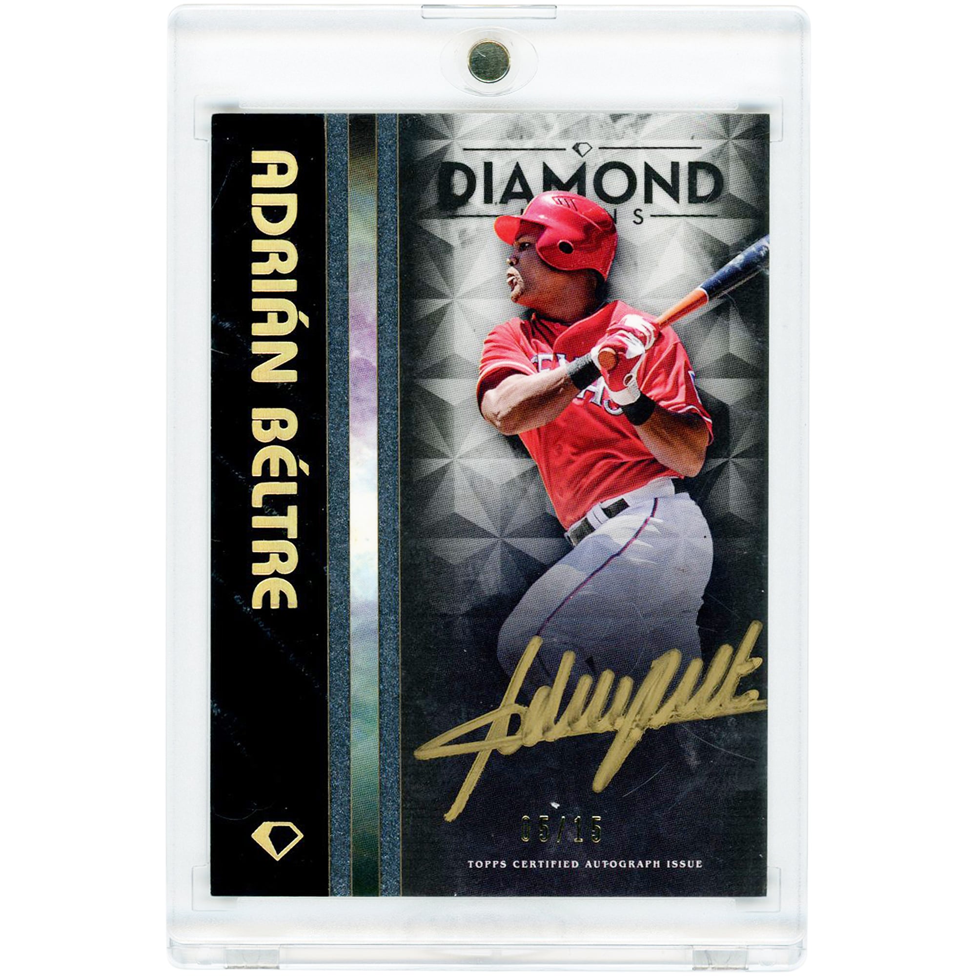 Adrian Beltre Texas Rangers Autographed 2023 Topps Diamond Icons Black Polychromatink Gold Ink #BPA-AB #5/15 Card